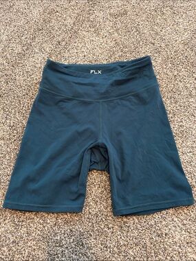 FLX Women's High-Rise Bike Shorts in Teal-Blue